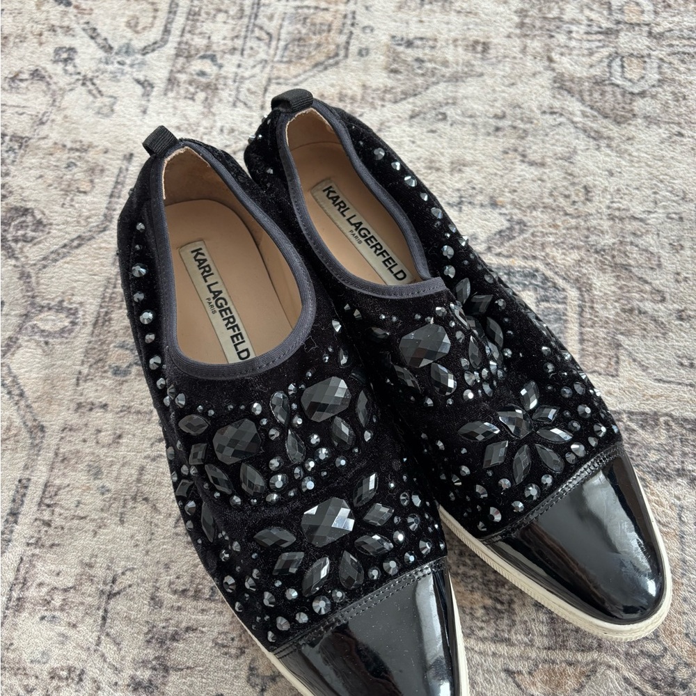 *SOLD* Karl Lagerfeld Black Embellished Sneakers